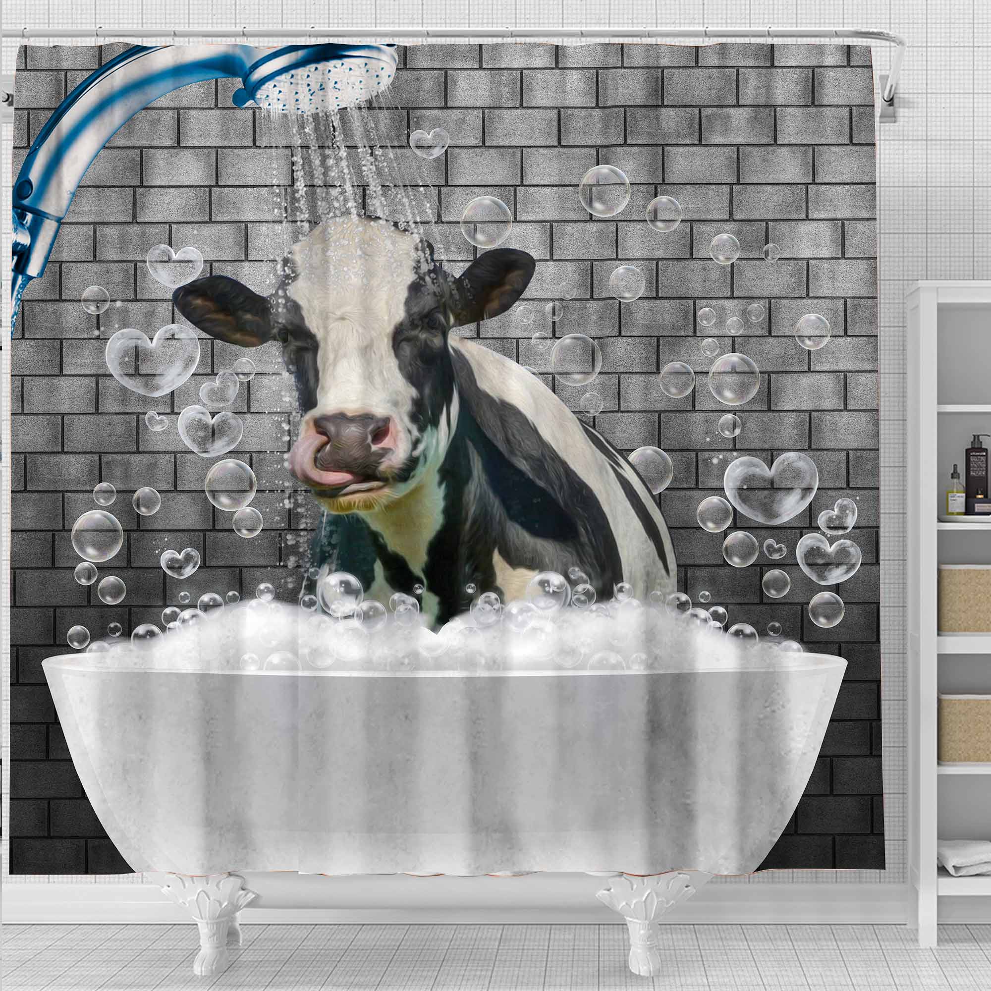Holstein Brick Wall 3D Shower Curtain