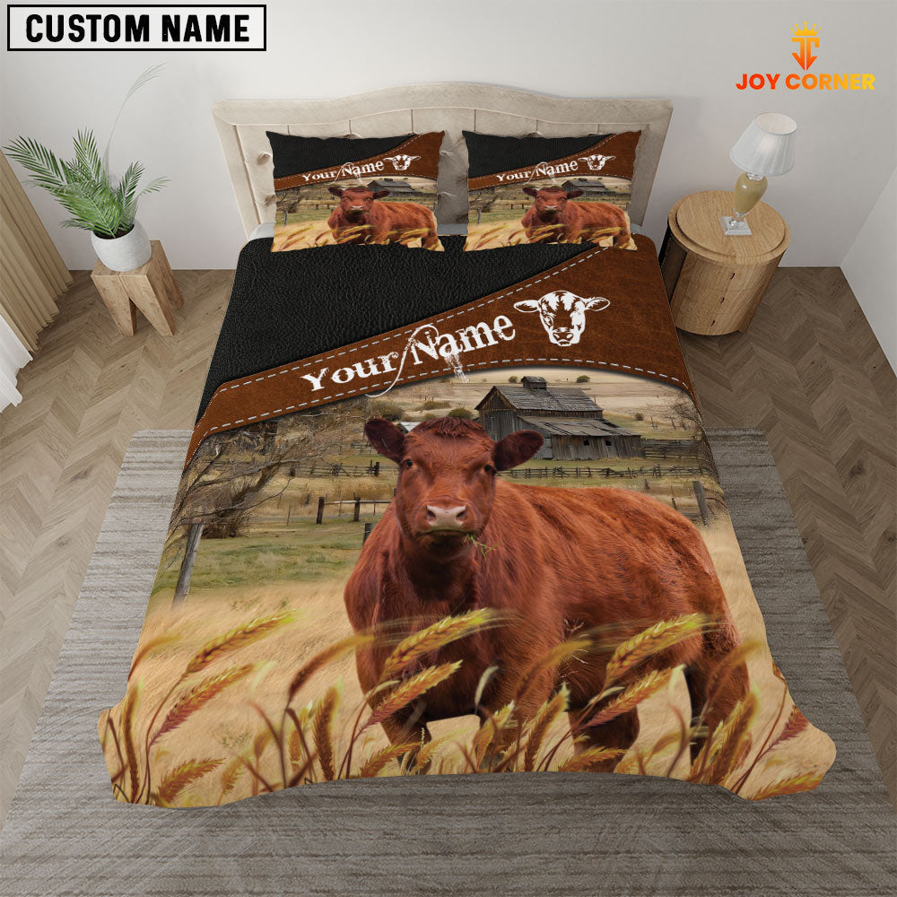 Red Angus On The Field Customized Name 3D Bedding Set