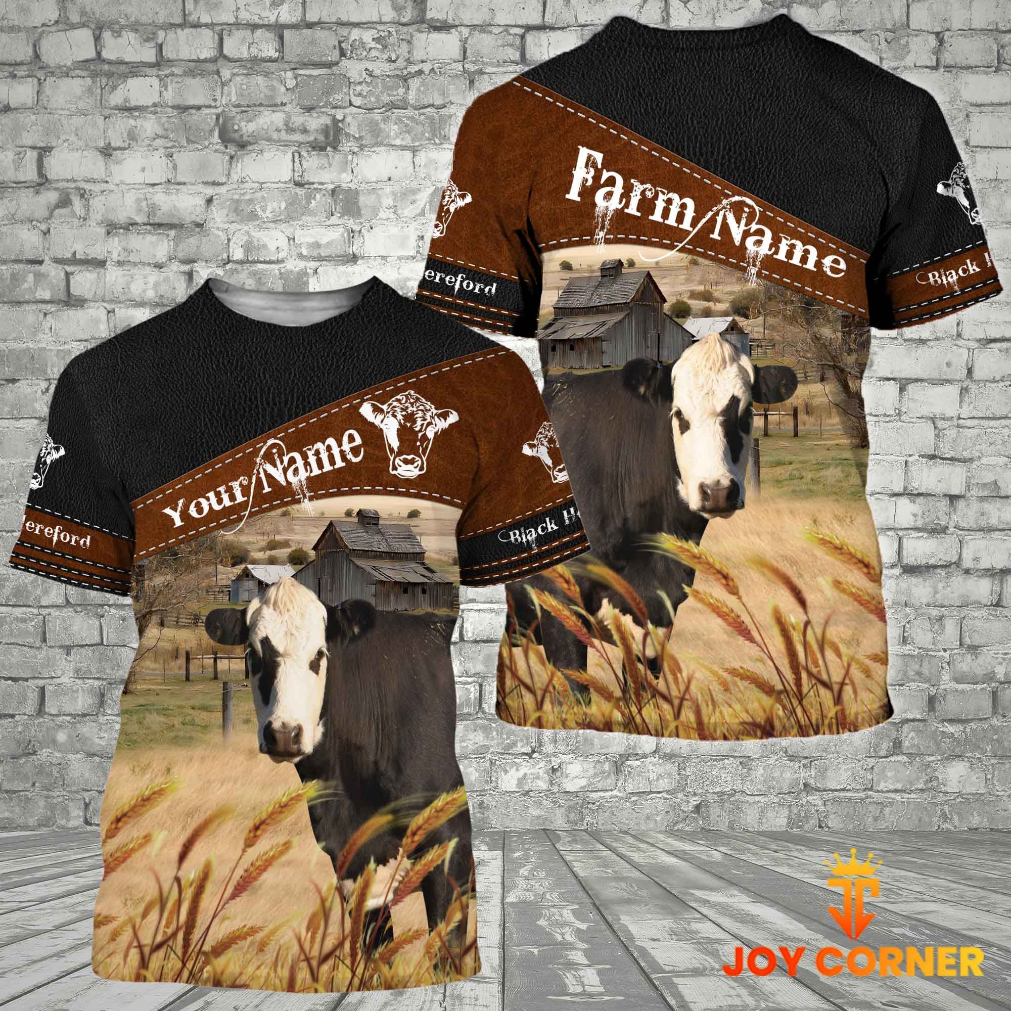 Black Hereford On Farms Custom Name Printed 3D Black Hoodie