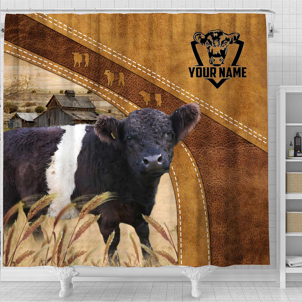 Custom Name Belted Galloway Pattern Shower Curtain