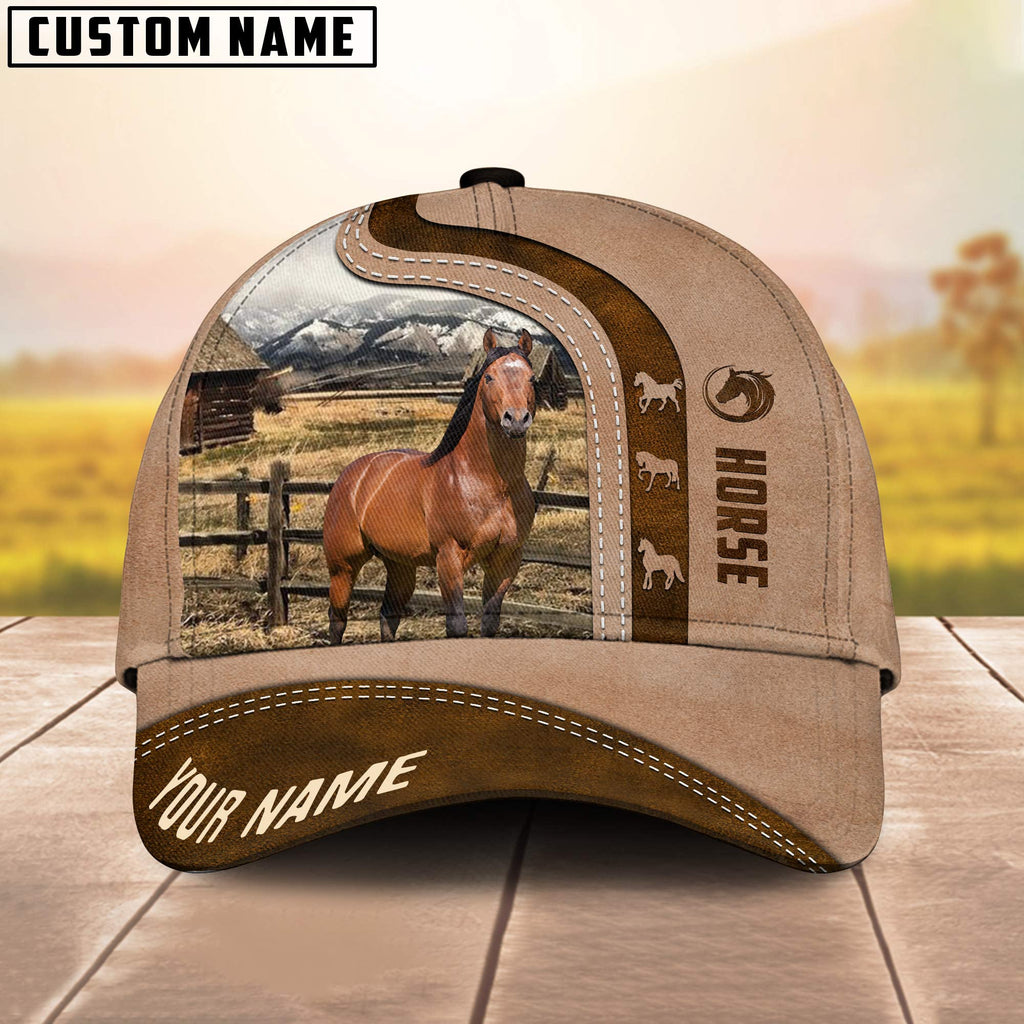 Horse Custom Name Light Brown Cap