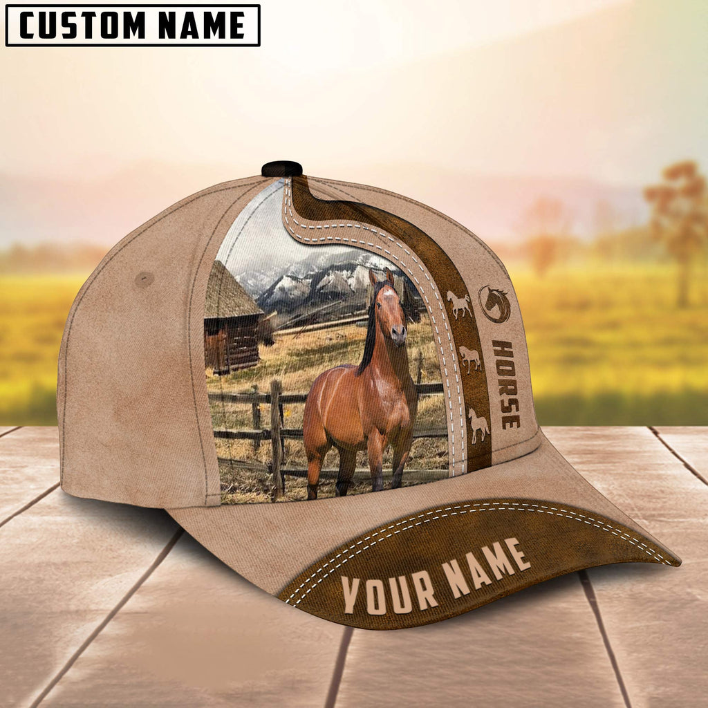Horse Custom Name Light Brown Cap