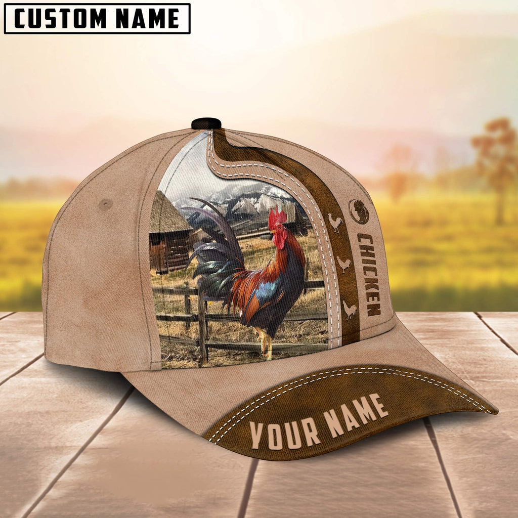Chicken Custom Name Light Brown Cap