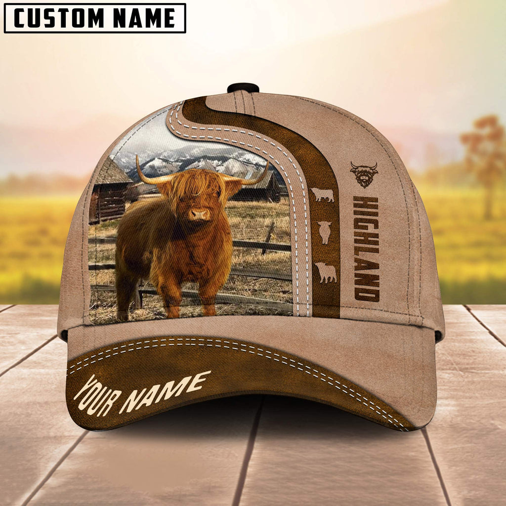Highland Cattle Custom Name Light Brown Cap