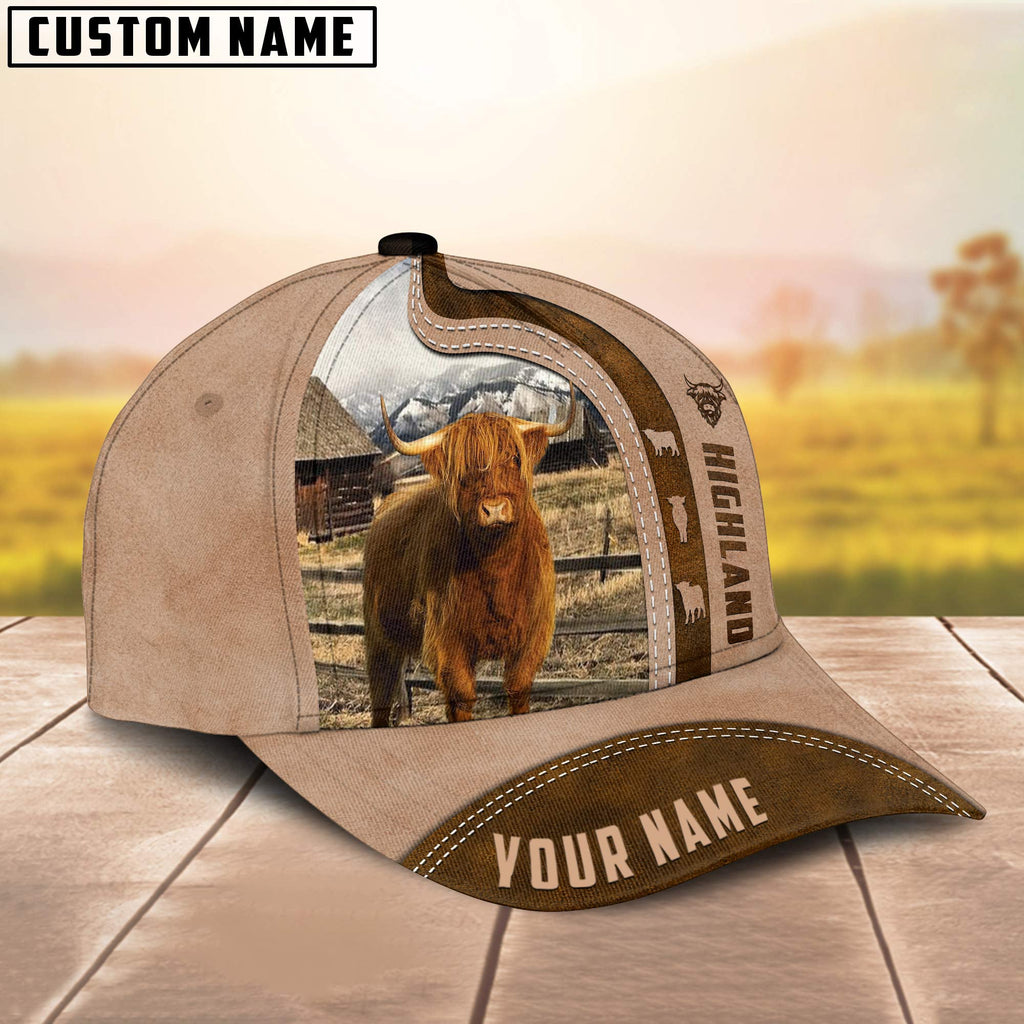 Highland Cattle Custom Name Light Brown Cap