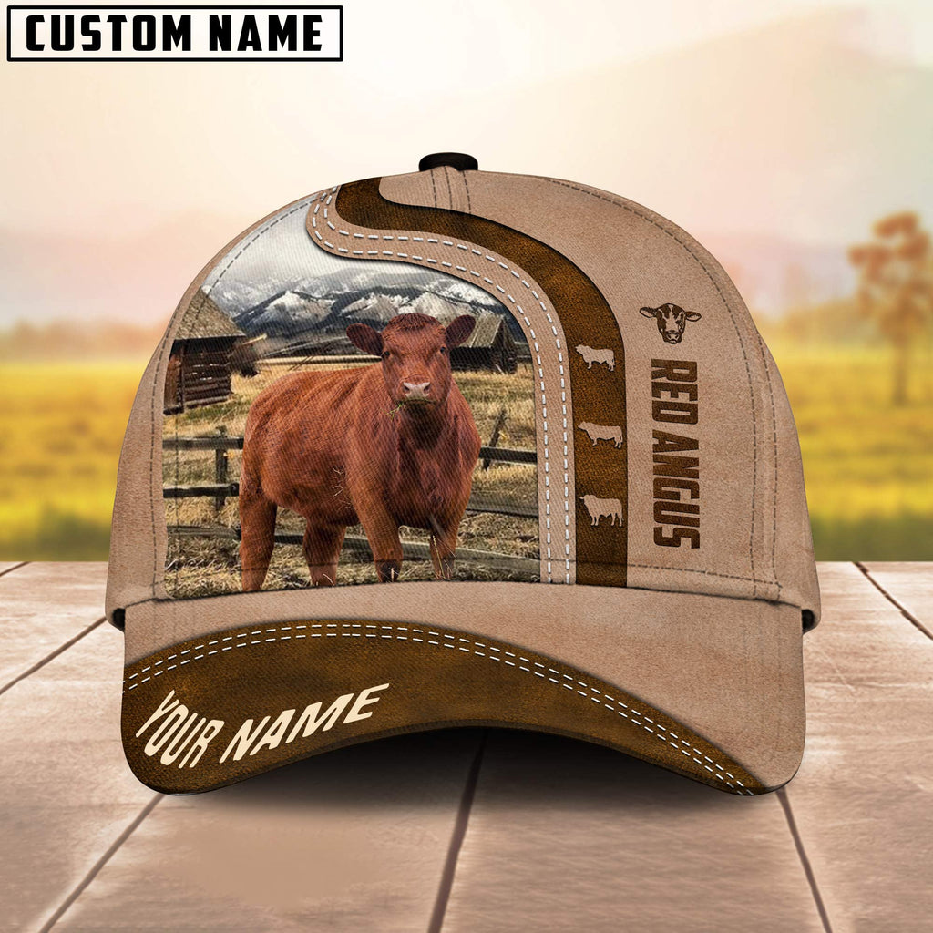 Red Angus Custom Name Light Brown Cap