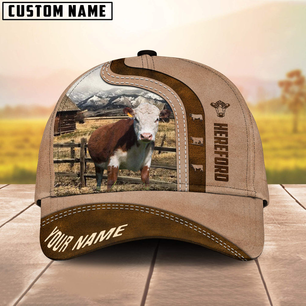 Hereford Custom Name Light Brown Cap