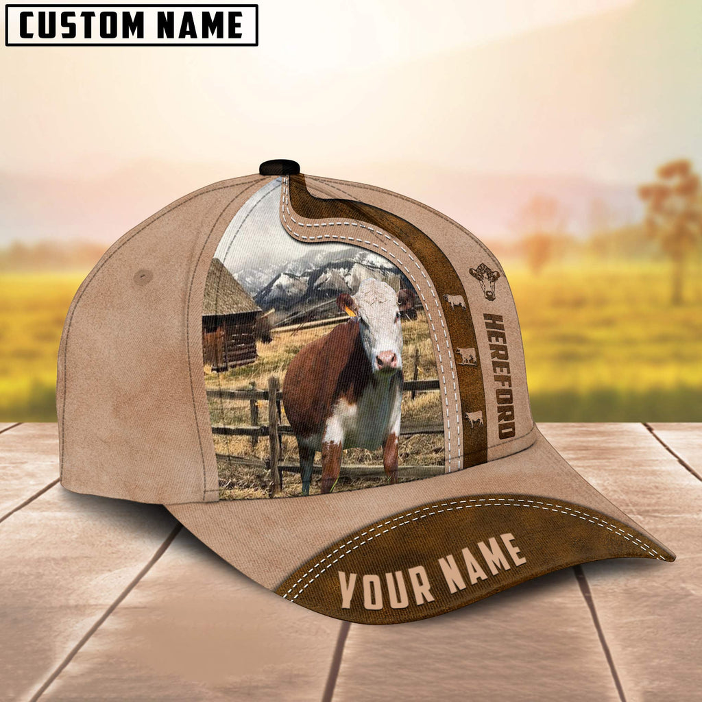 Hereford Custom Name Light Brown Cap
