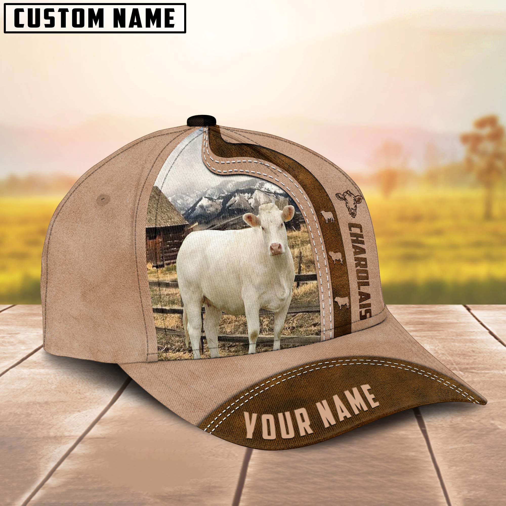 Charolais Custom Name Light Brown Cap