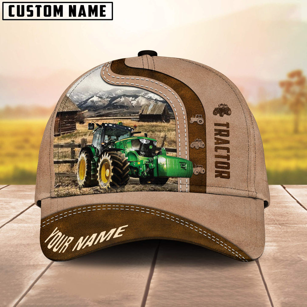 Tractor Custom Name Light Brown Cap