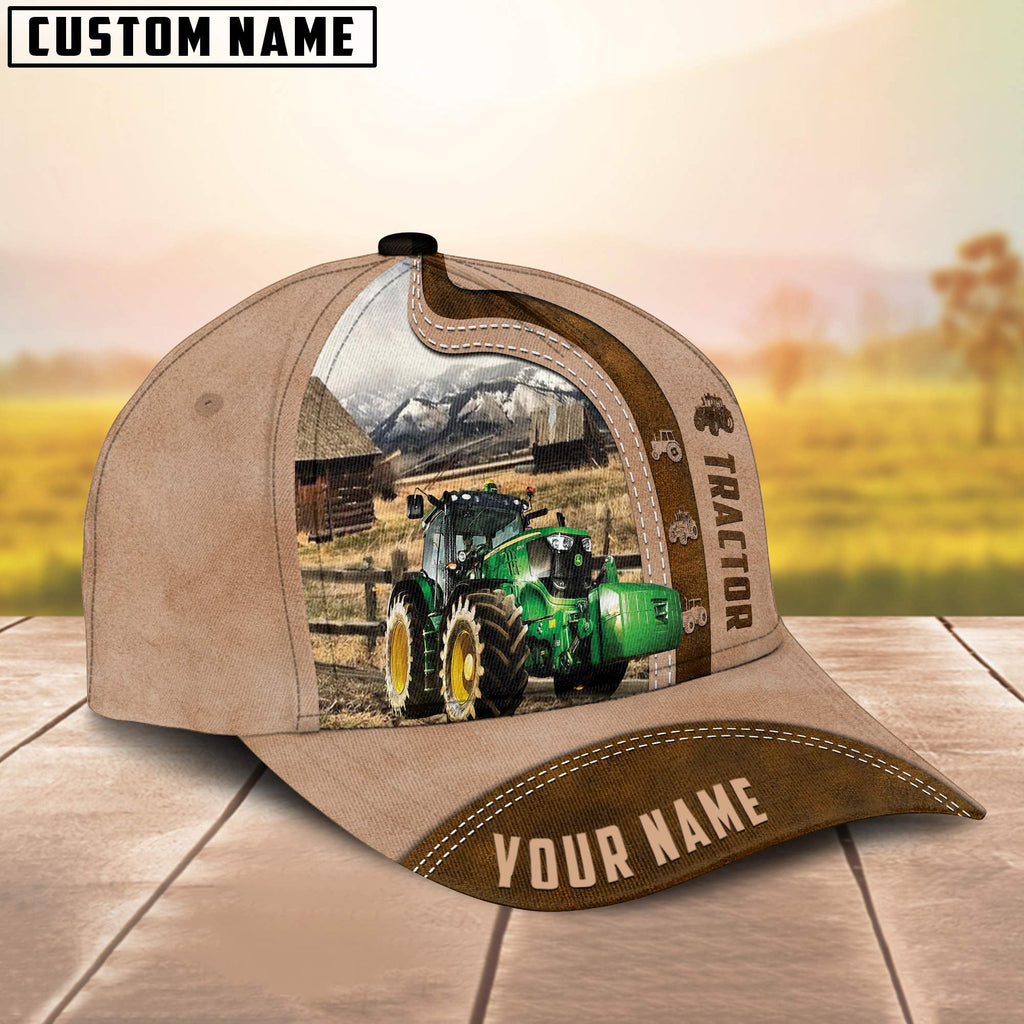 Tractor Custom Name Light Brown Cap