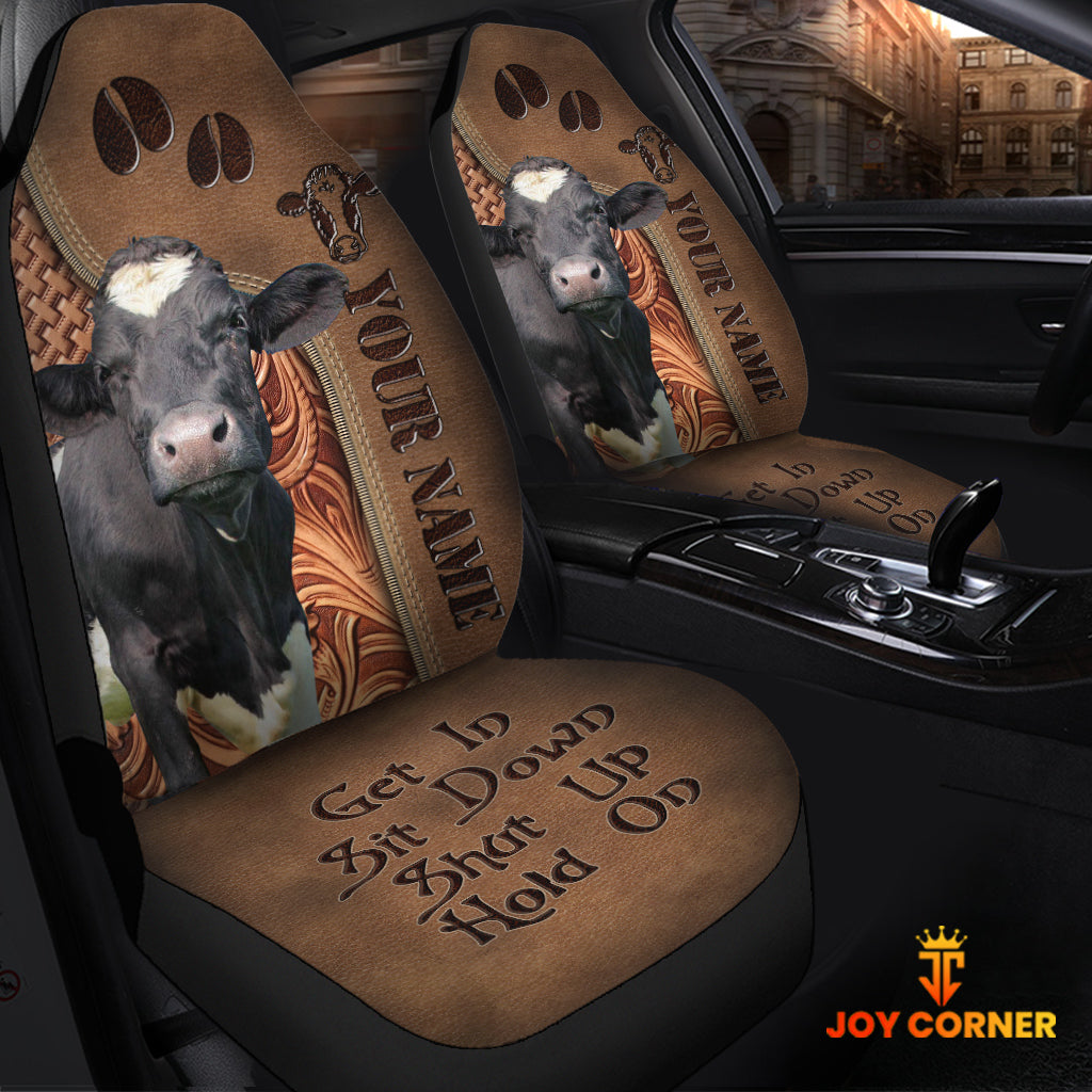 Holstein Leather Carving Customized Name Car Seat Cover Set