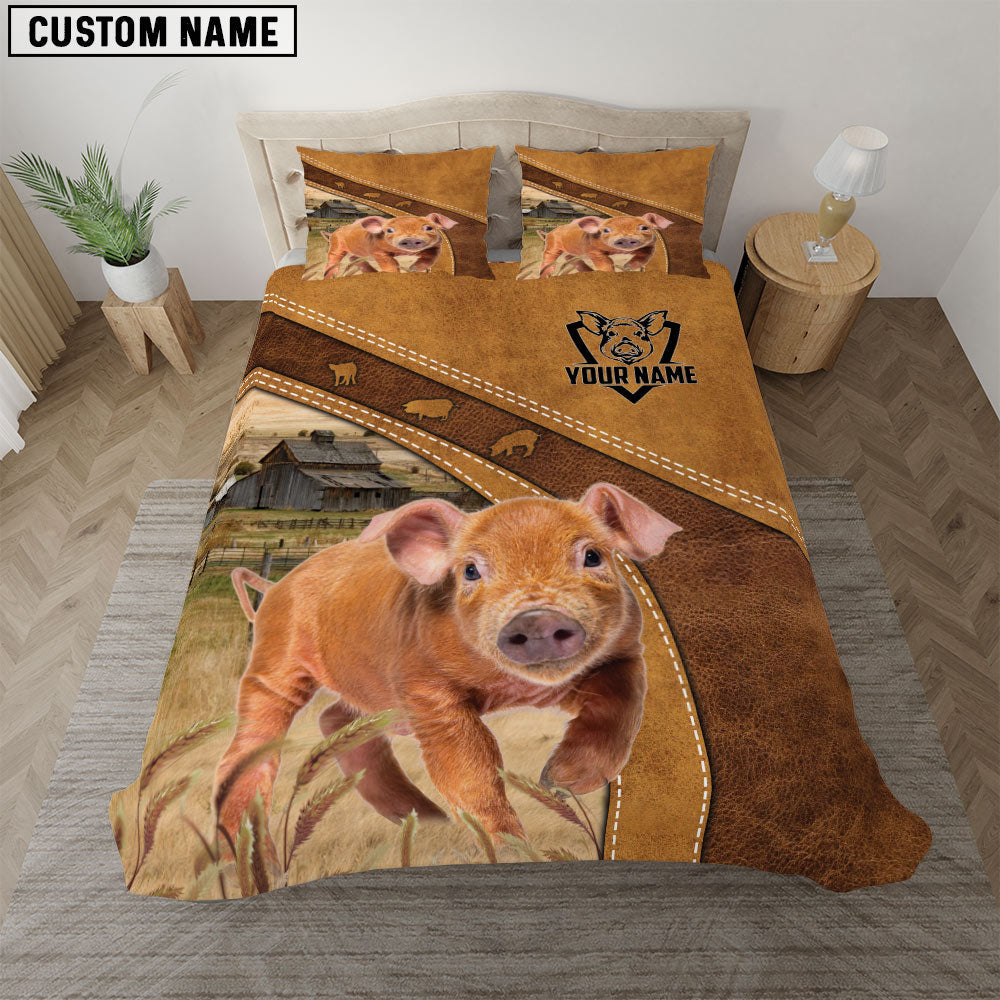 Custom Name Duroc Pig Bedding set