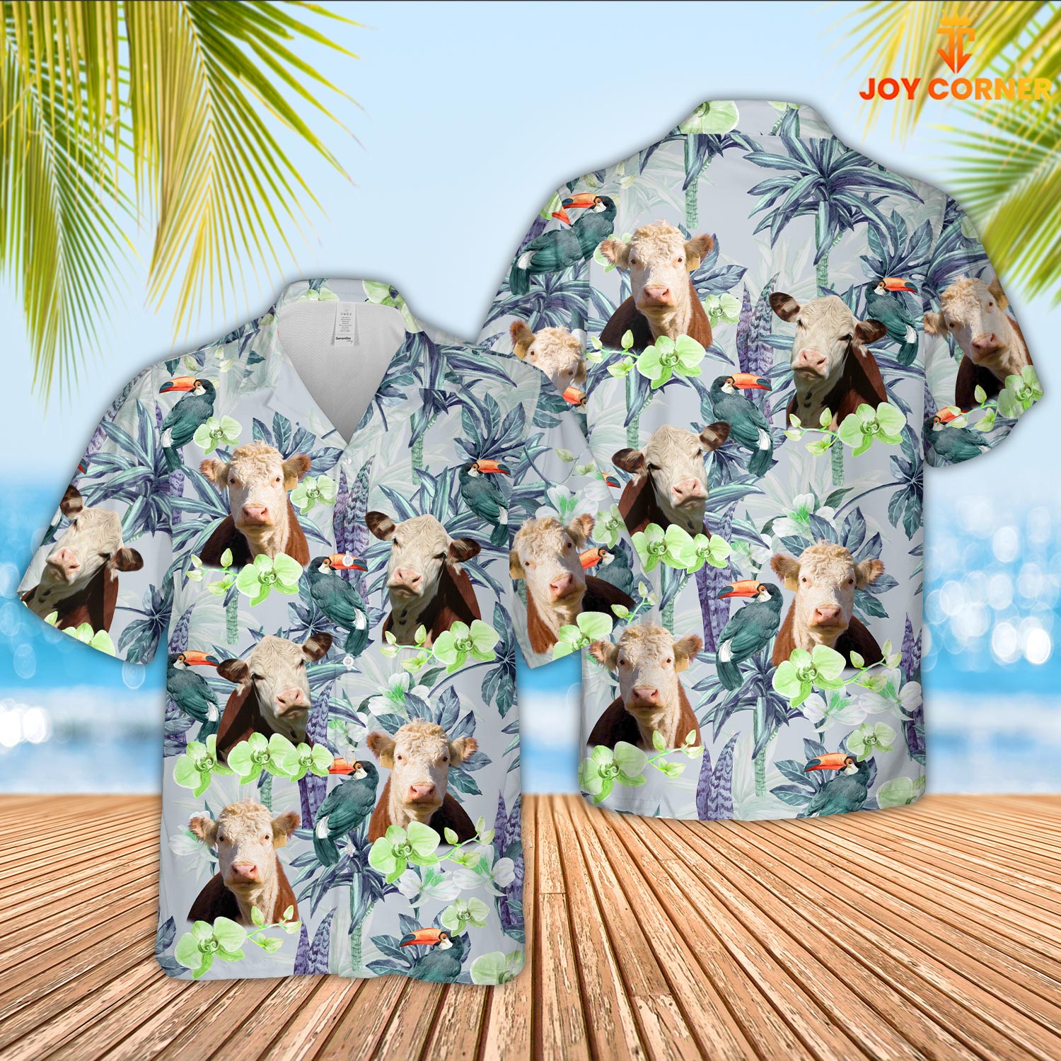 Hereford Flower Pattern 3D Hawaiian Shirt