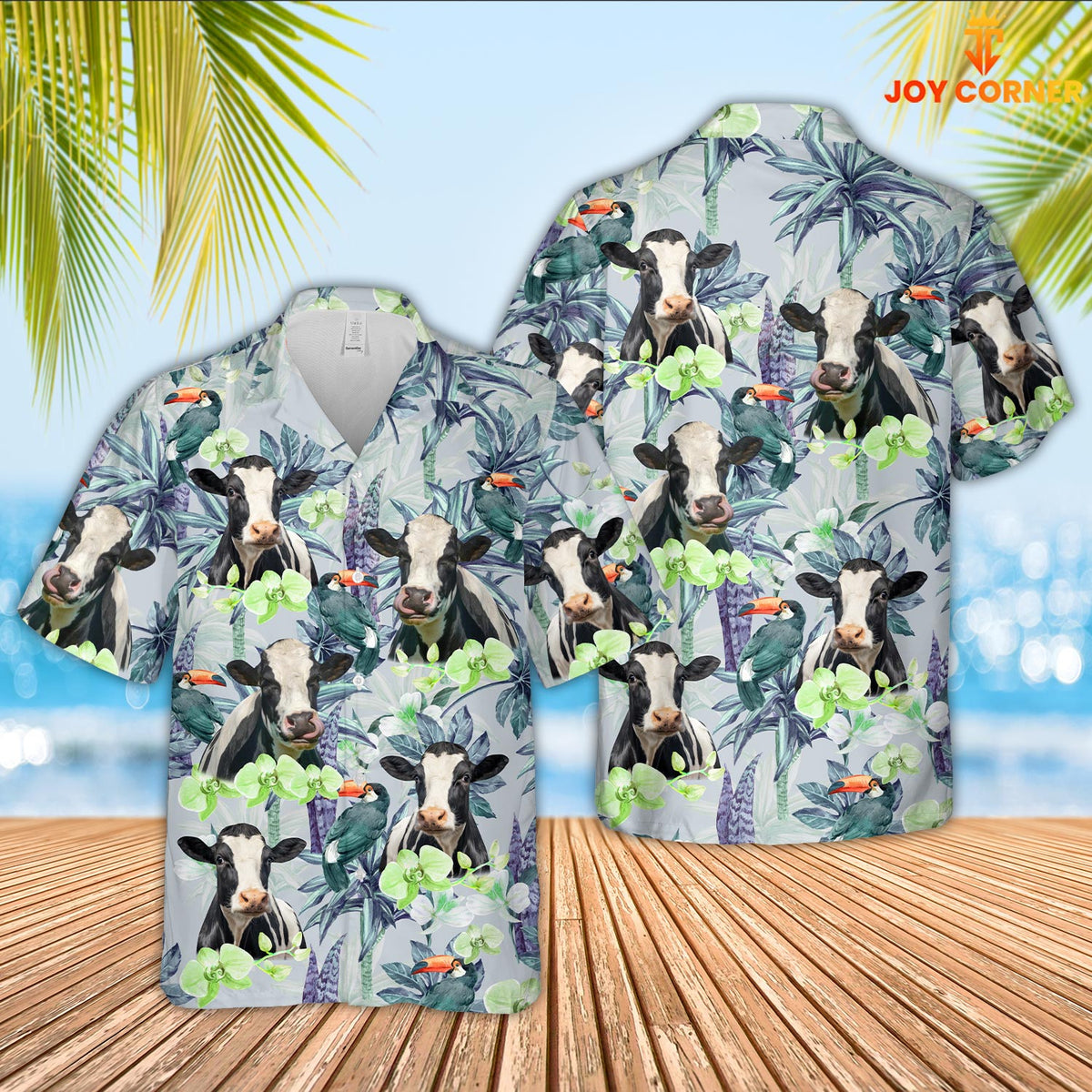 Holstein Flower Pattern 3D Hawaiian Shirt