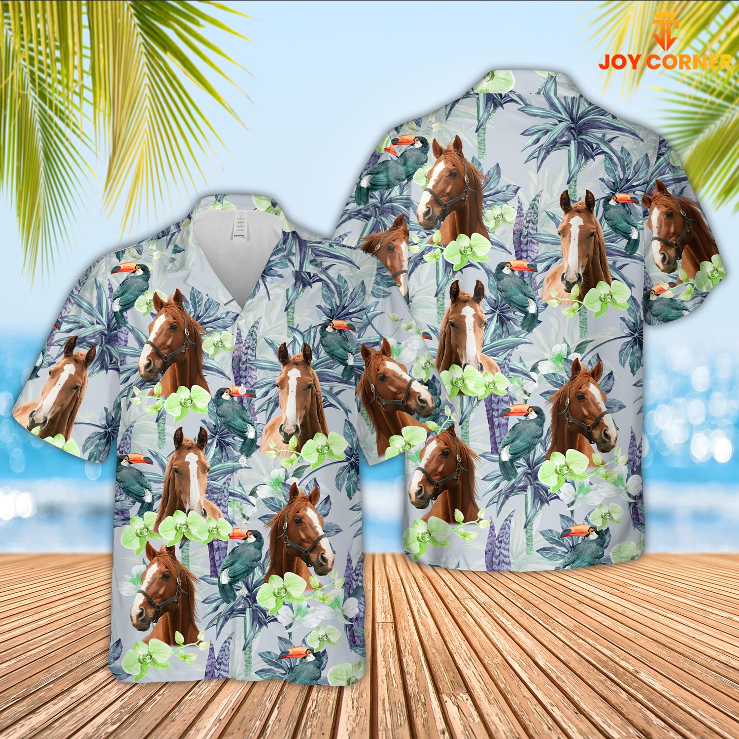 Horse Flower Pattern 3D Hawaiian Shirt