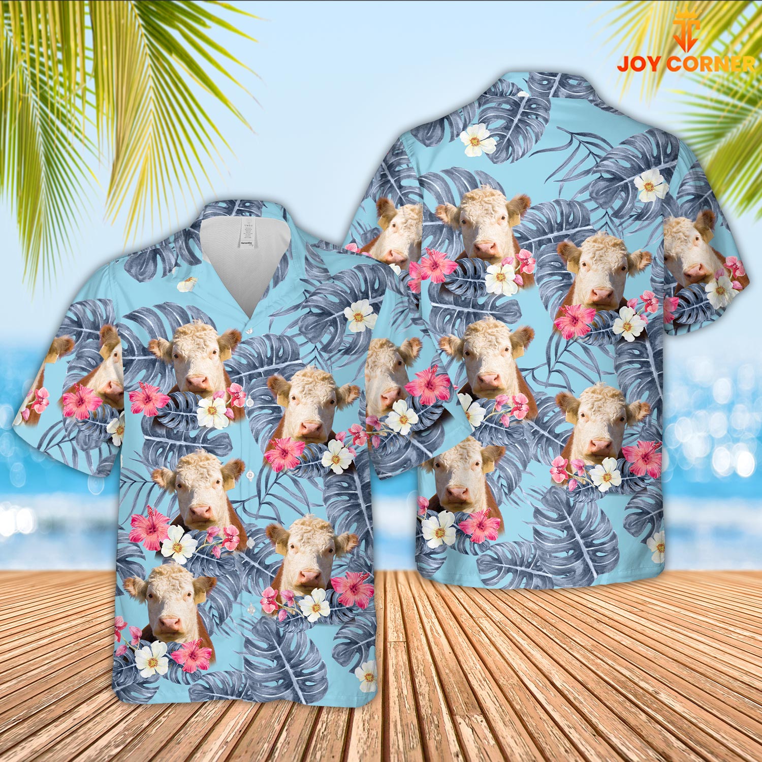 Hereford Sierra Blue Pattern 3D Hawaiian Shirt