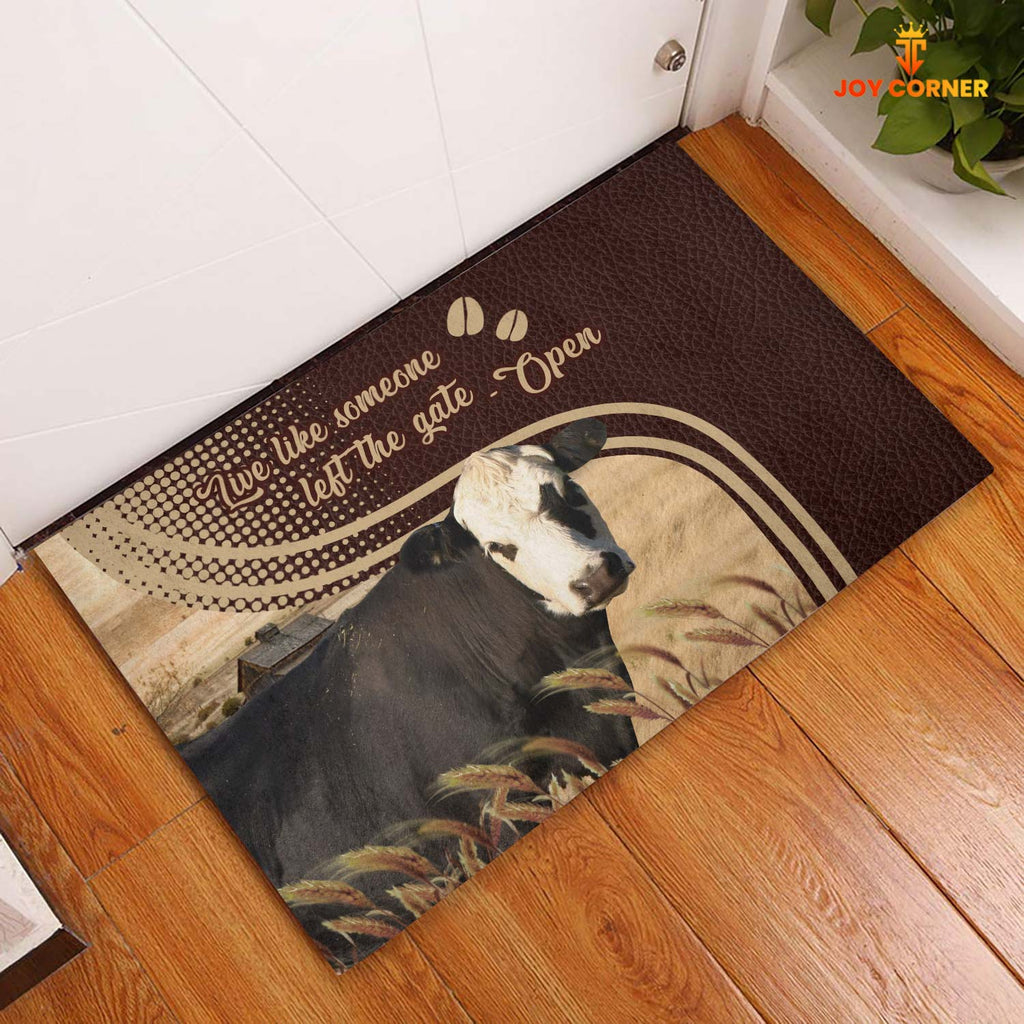 Black hereford Live Like Someone Left The Gate Open Doormat