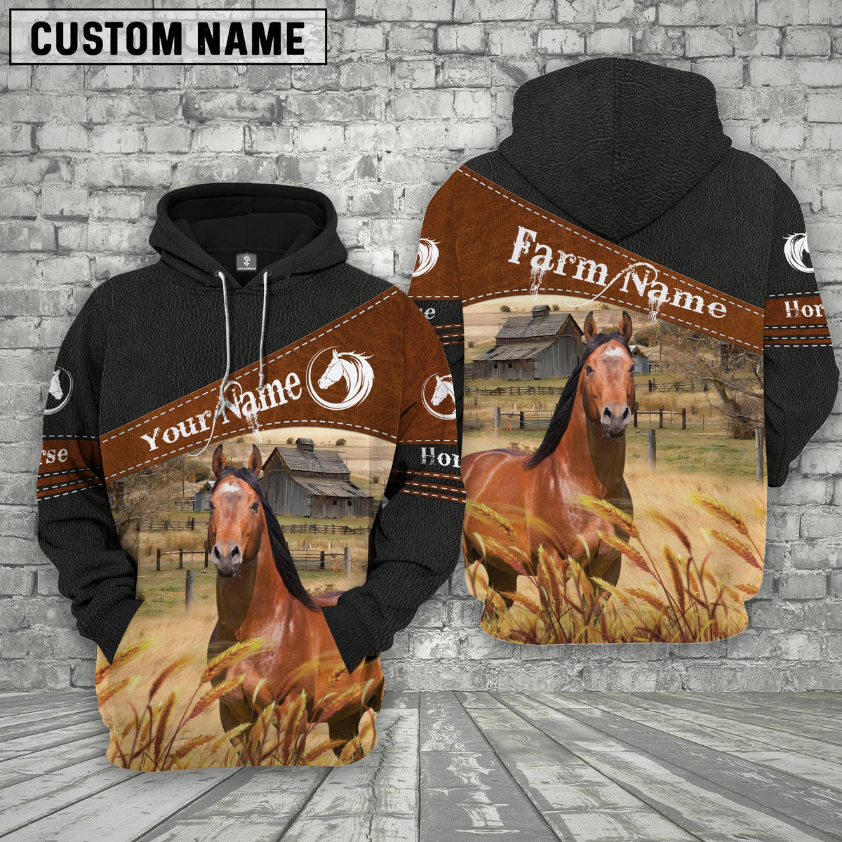 Horse On Farms Custom Name Printed 3D Black Hoodie