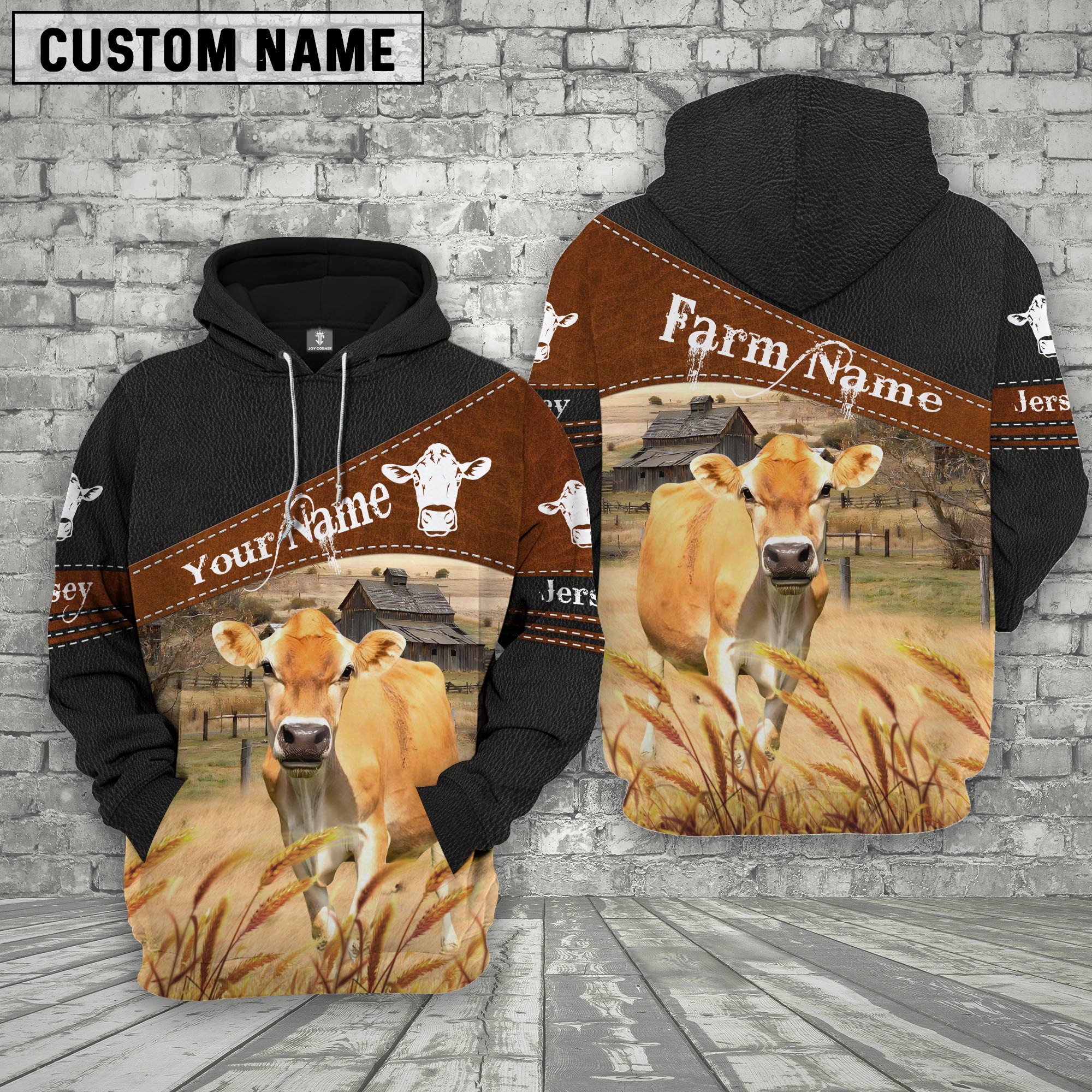 Jersey On Farms Custom Name Printed 3D Black Hoodie