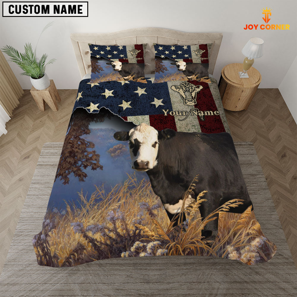 Black Hereford America Customized Name 3D Bedding Set