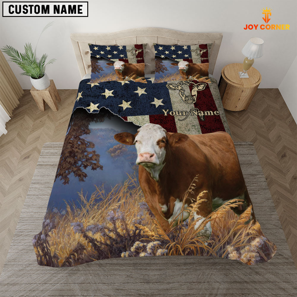 Simmental America Customized Name 3D Bedding Set