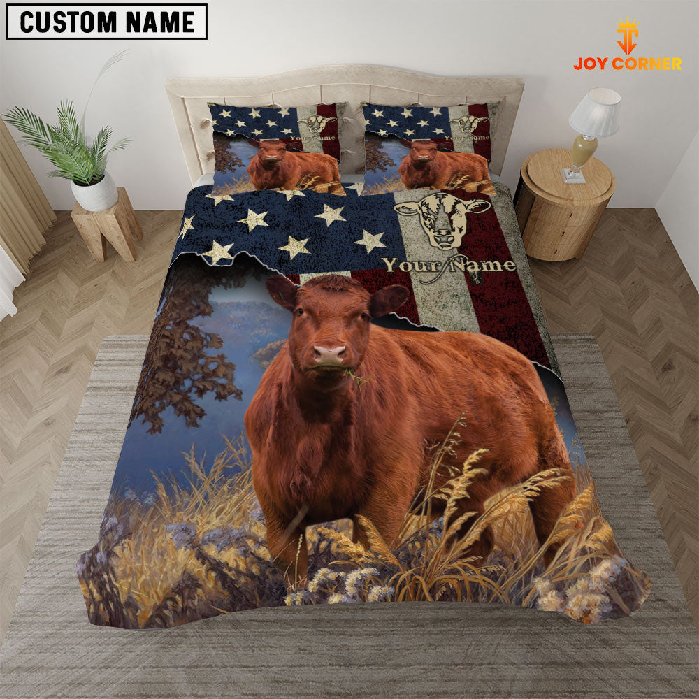 Red Angus America Customized Name 3D Bedding Set