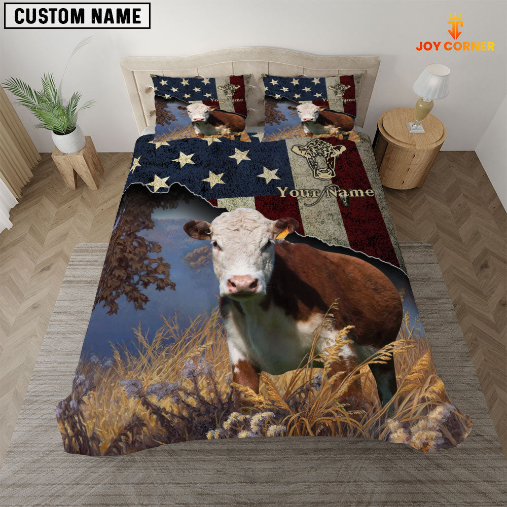 Hereford America Customized Name 3D Bedding Set