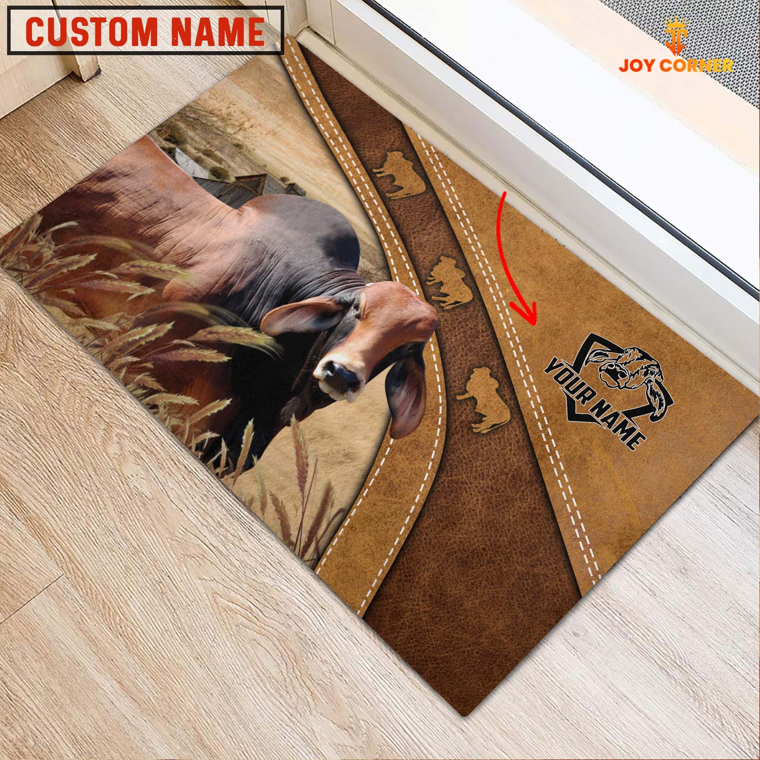 Farm Personalized Name Brahman Doormat