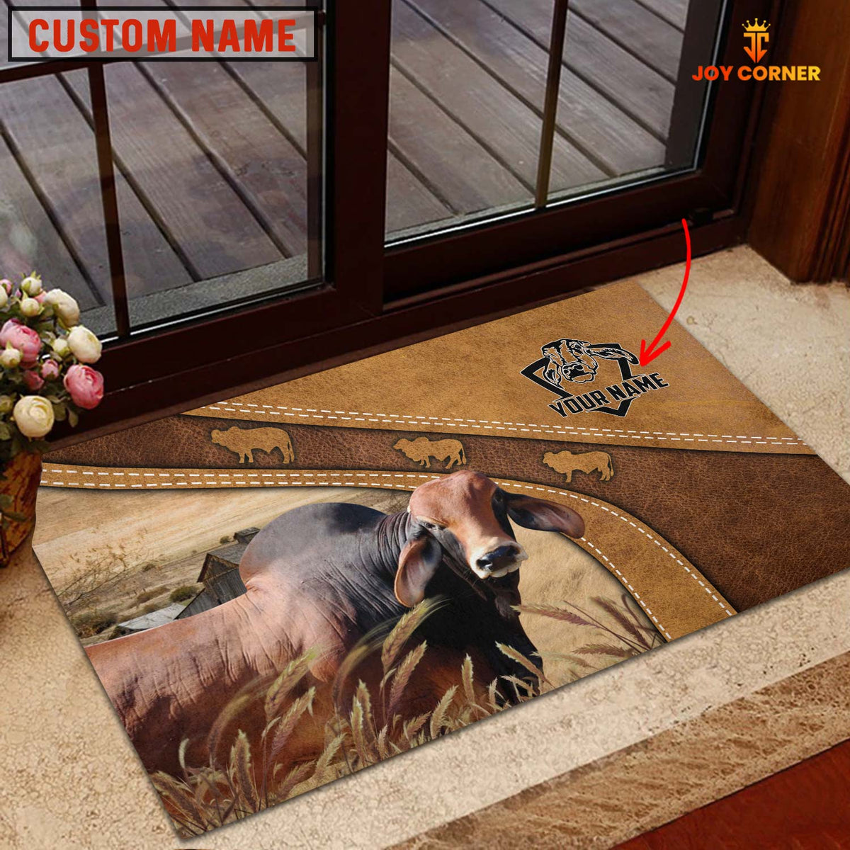 Farm Personalized Name Brahman Doormat