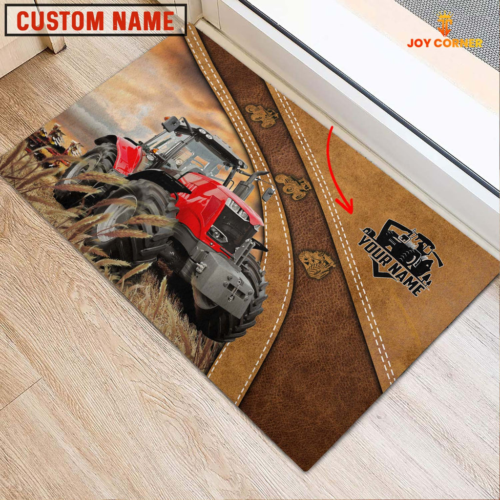 Farm Personalized Name Red Tractor Doormat