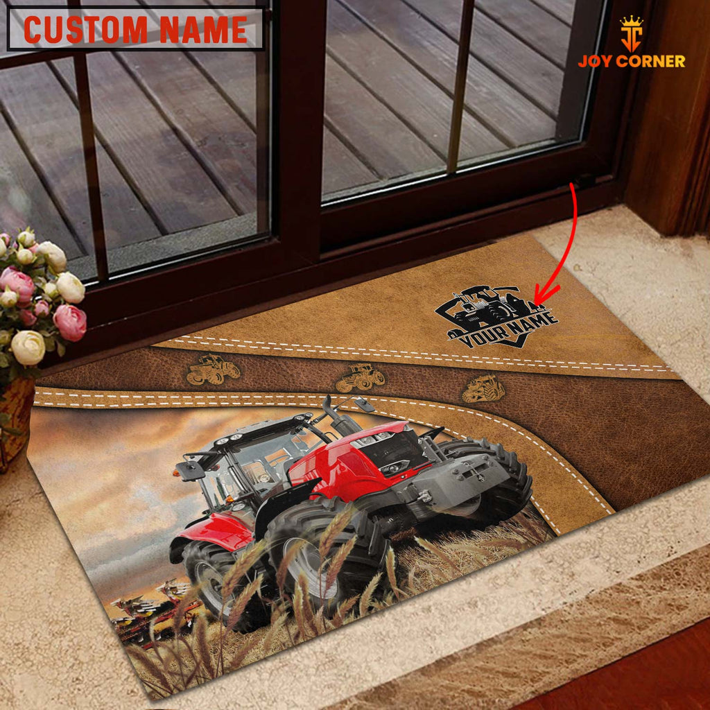 Farm Personalized Name Red Tractor Doormat