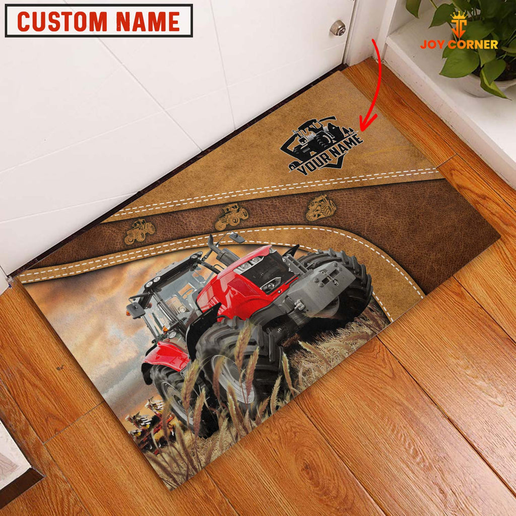 Farm Personalized Name Red Tractor Doormat