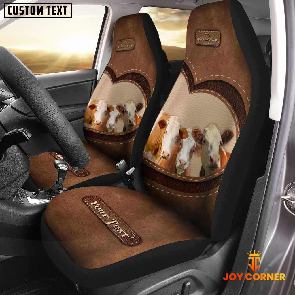 Simmental Pattern Customized Name Heart Car Seat Cover Set