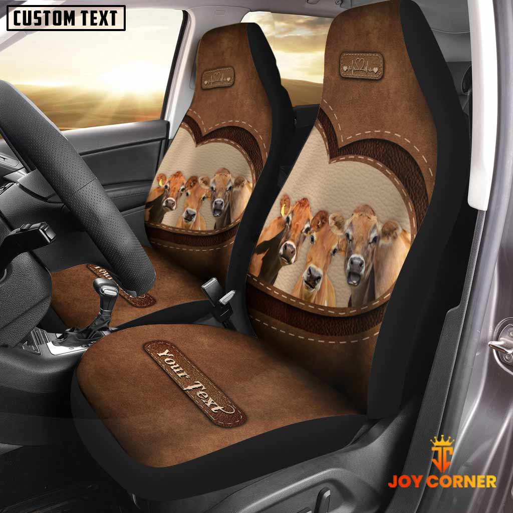 Jersey Pattern Customized Name Heart Car Seat Cover Set
