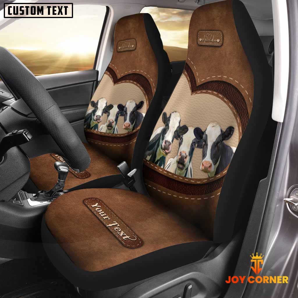 Holstein Pattern Customized Name Heart Car Seat Cover Set