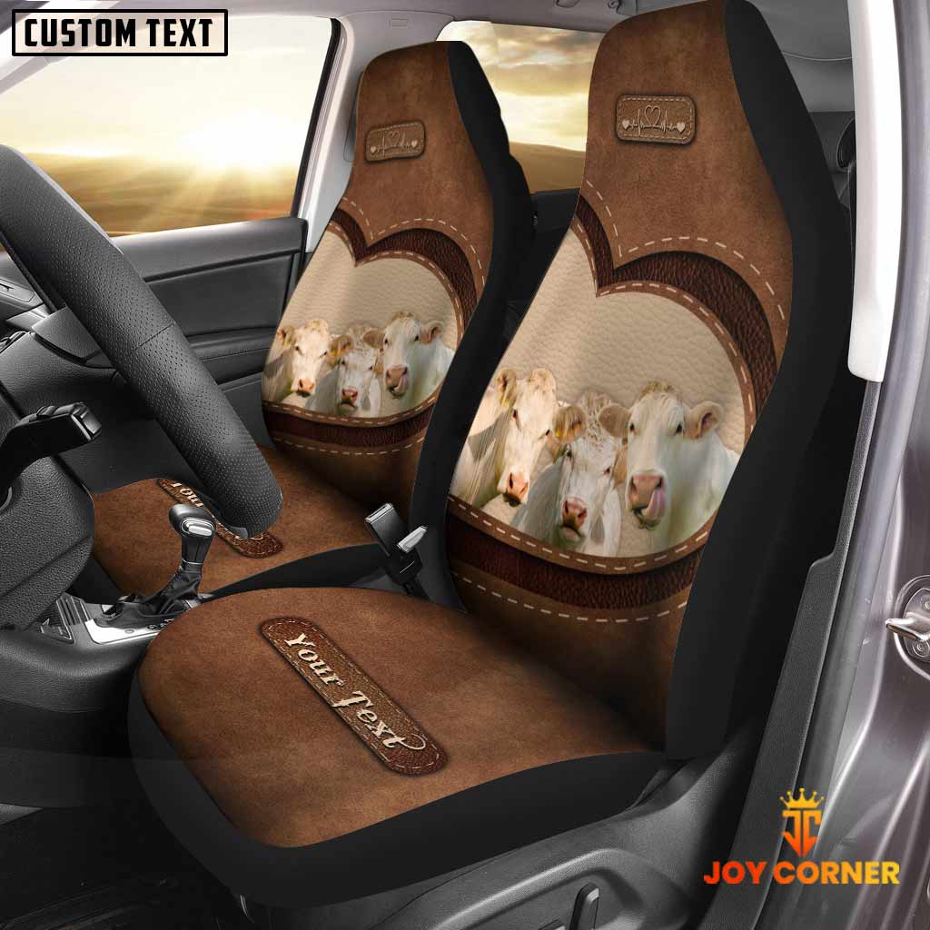 Charolais Pattern Customized Name Heart Car Seat Cover Set