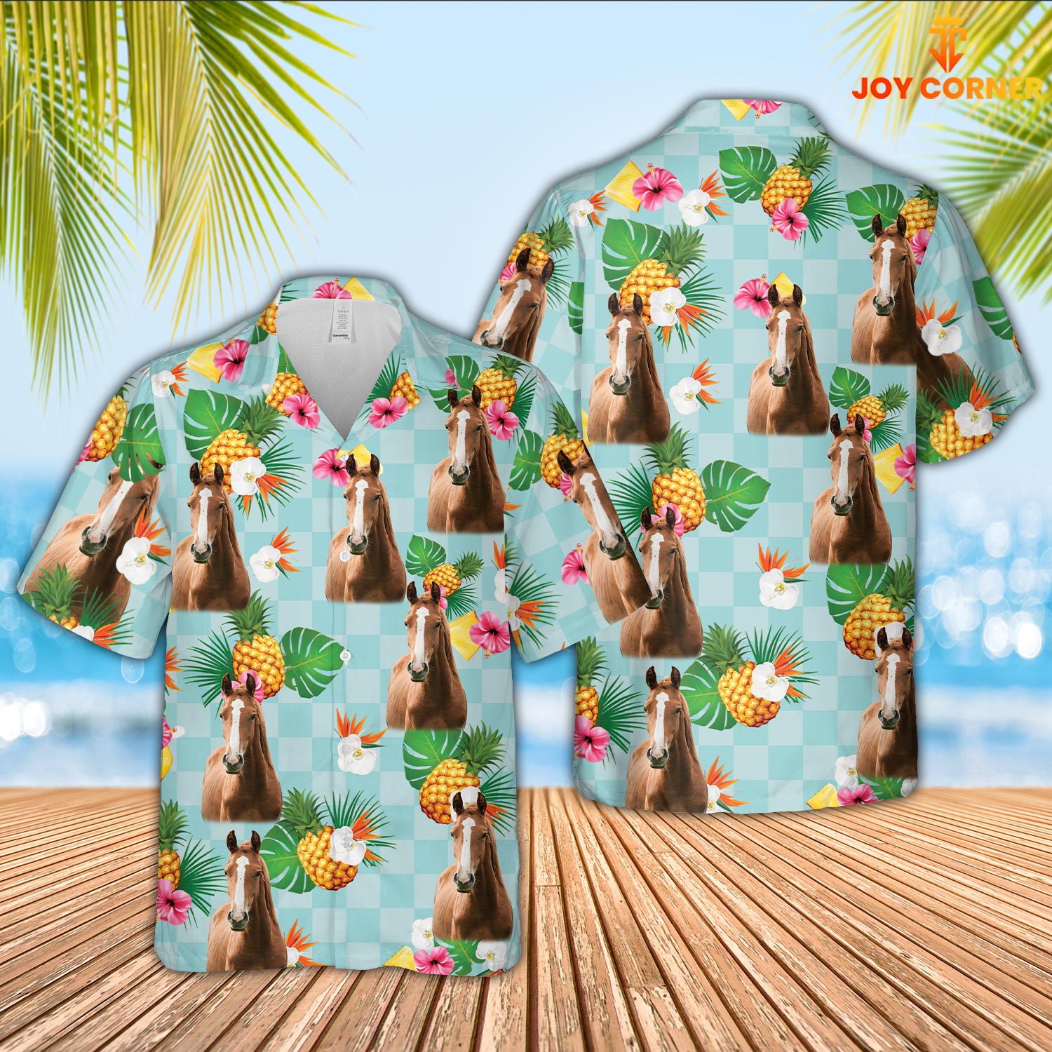 Horse Flower Pattern 3D Hawaiian Shirt