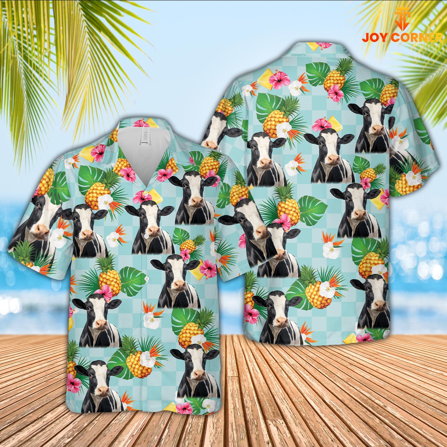 Holstein Flower Pattern 3D Hawaiian Shirt