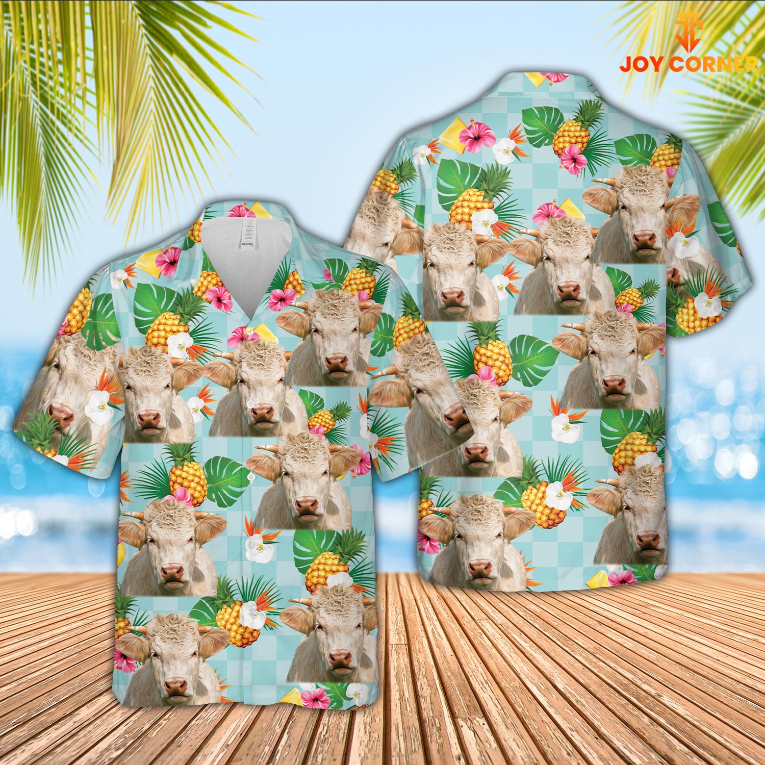 Charolais Flower Pattern 3D Hawaiian Shirt