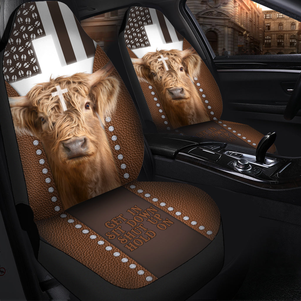 Jesus Highland Cattle Pattern Car Seat Cover Set
