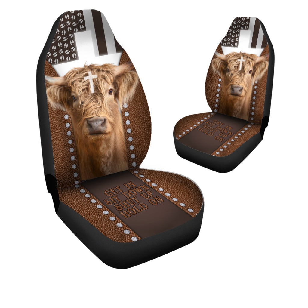 Jesus Highland Cattle Pattern Car Seat Cover Set