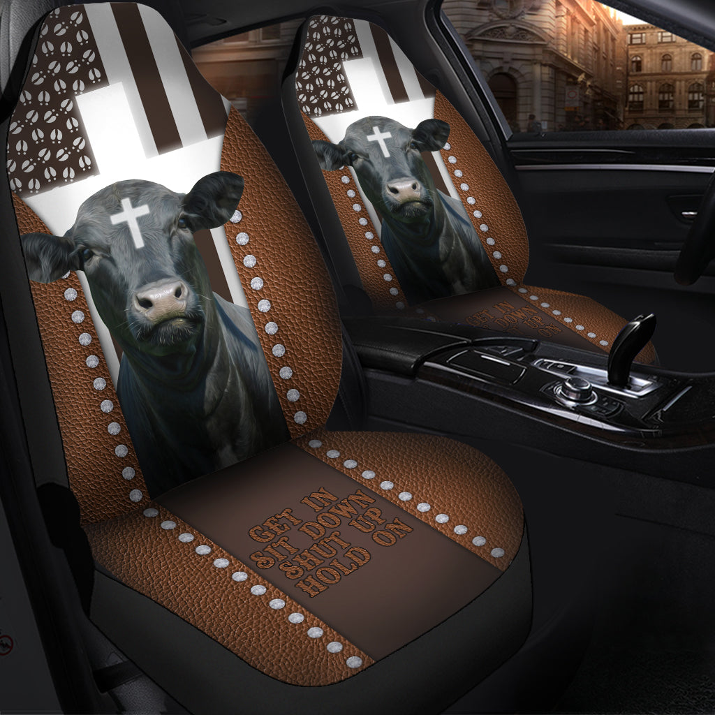 Jesus Black Angus Pattern Car Seat Cover Set