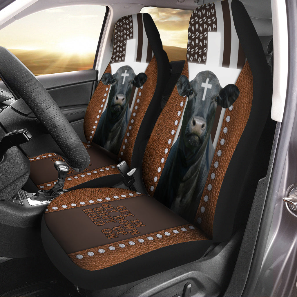 Jesus Black Angus Pattern Car Seat Cover Set