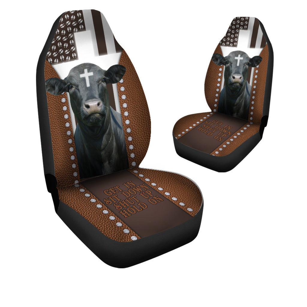 Jesus Black Angus Pattern Car Seat Cover Set