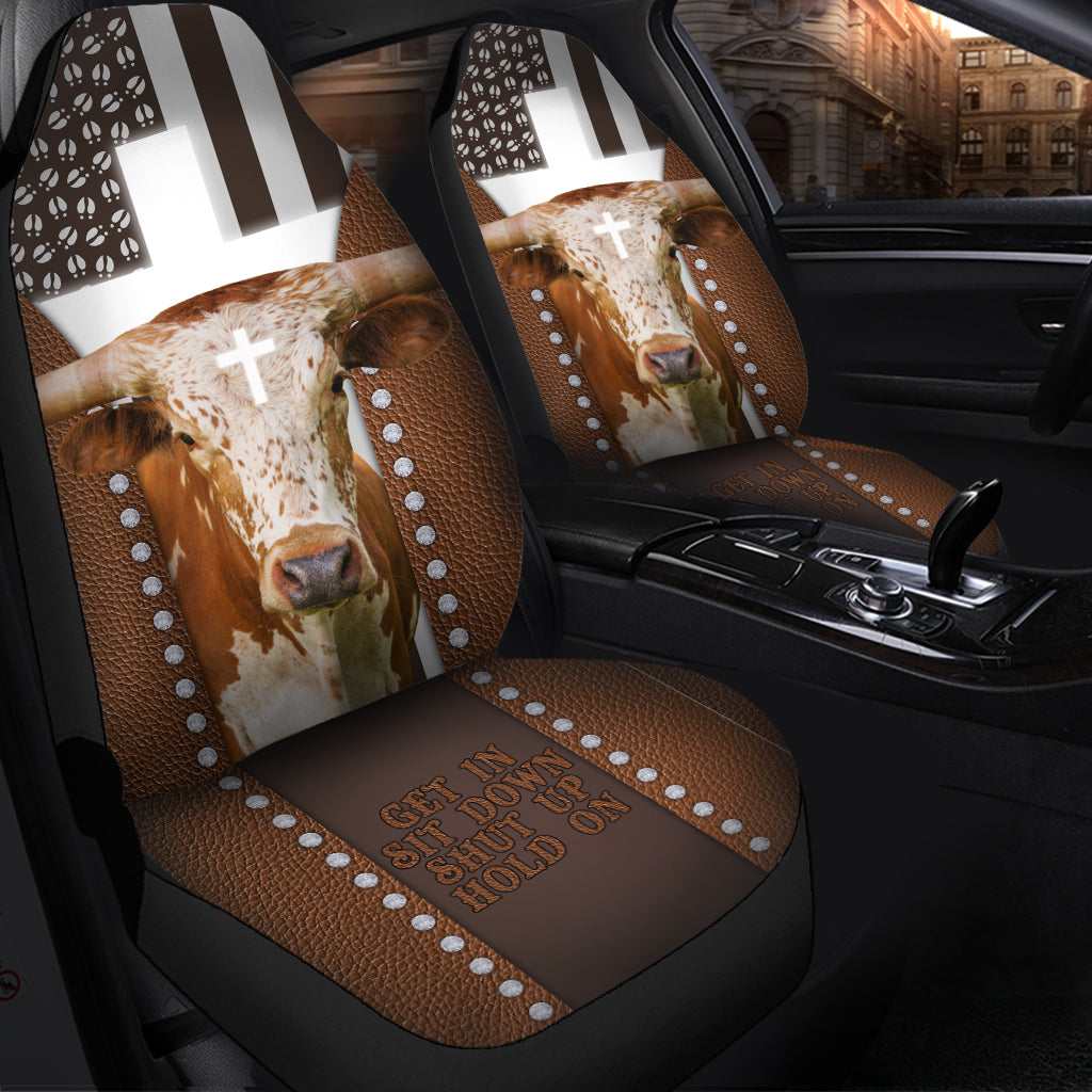 Jesus Texas Longhorn Pattern Car Seat Cover Set
