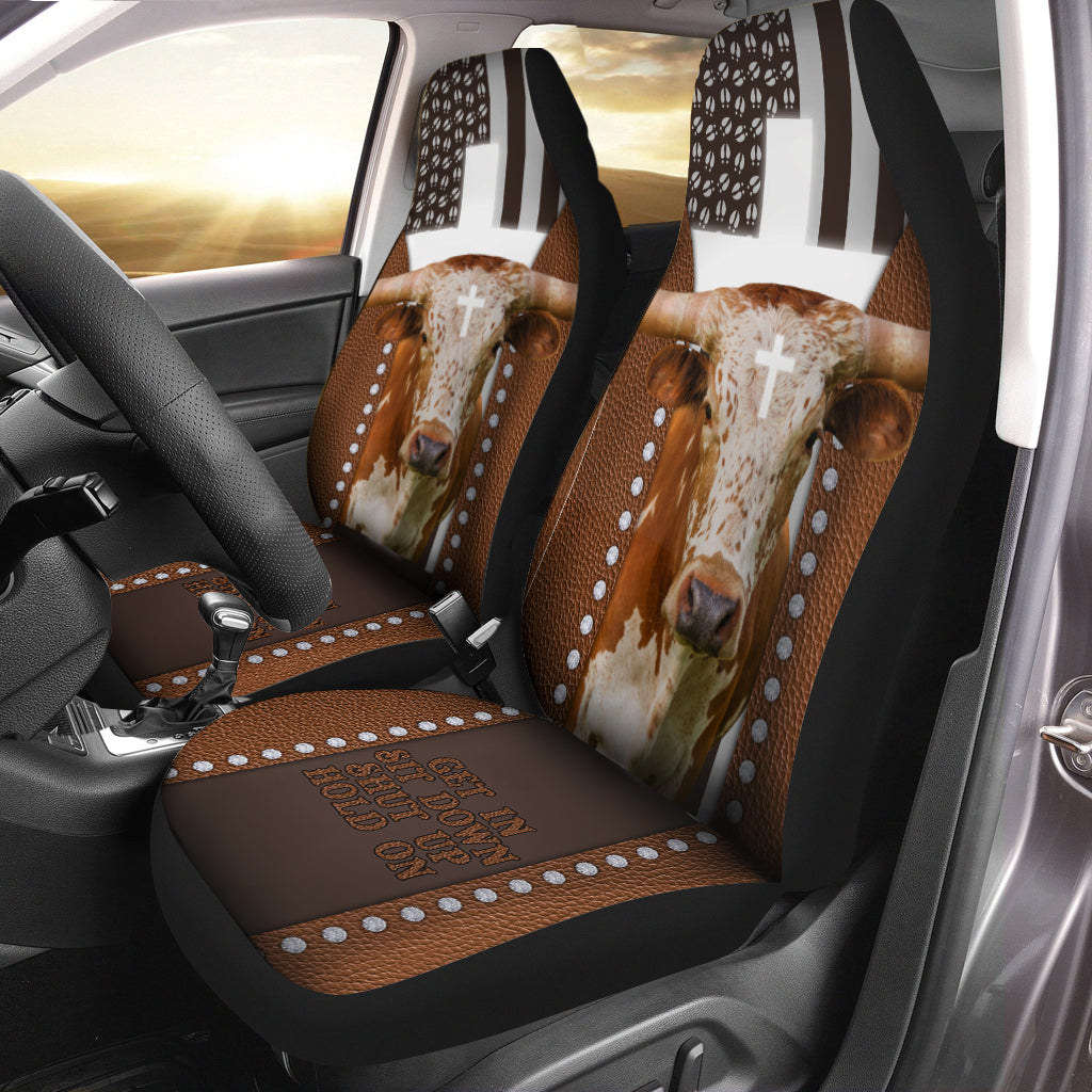 Jesus Texas Longhorn Pattern Car Seat Cover Set
