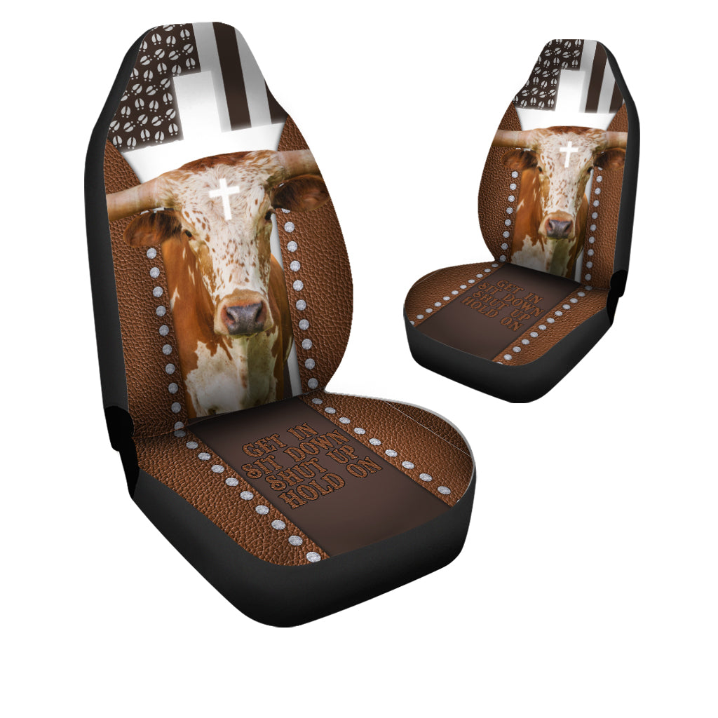 Jesus Texas Longhorn Pattern Car Seat Cover Set