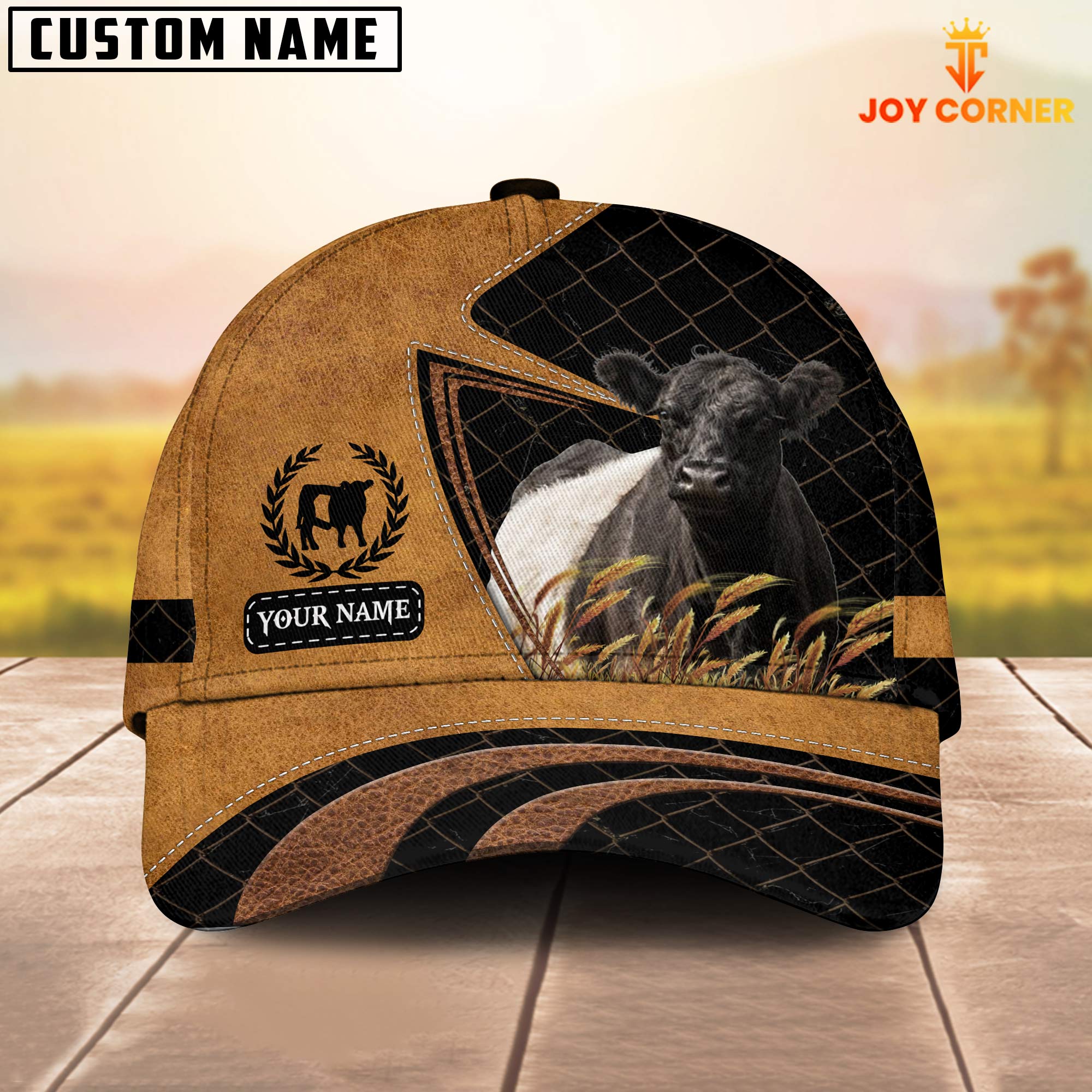 Custom Name Belted Galloway Cattle Cap