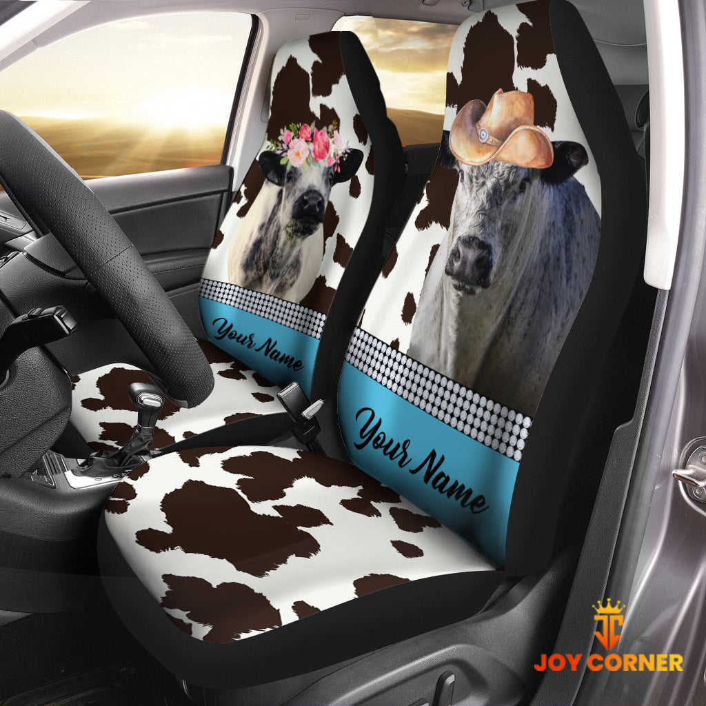 Speckle Park Pattern Customized Name Dairy Cow Car Seat Cover Set